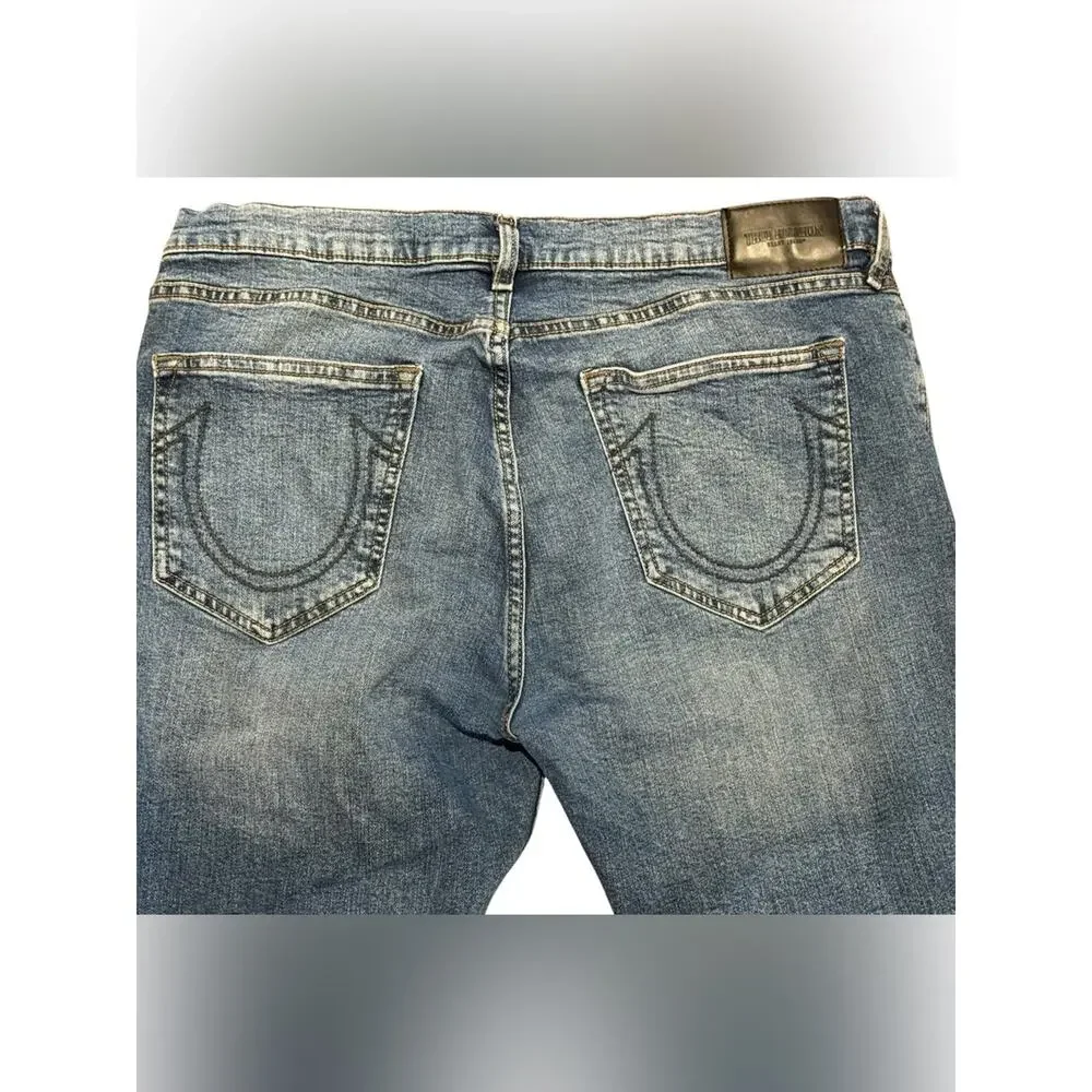 True Religion Classic Men's 38 x 33 Light Blue Relaxed Skinny Jeans